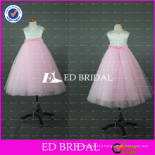 Lovely Pink and White Tulle Floor Length Flower Girl Dress